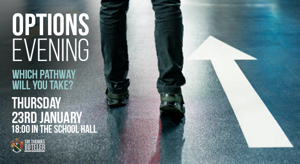 Our Year 9 Options Evening takes place on Thursday 23rd January at 18.00 in the School Hall. This is a compulsory event for all Year 9 students and their parents/carers. Please confirm your attendance on the evening by following this link: forms.office.com/e/BmqtwdN0Kr