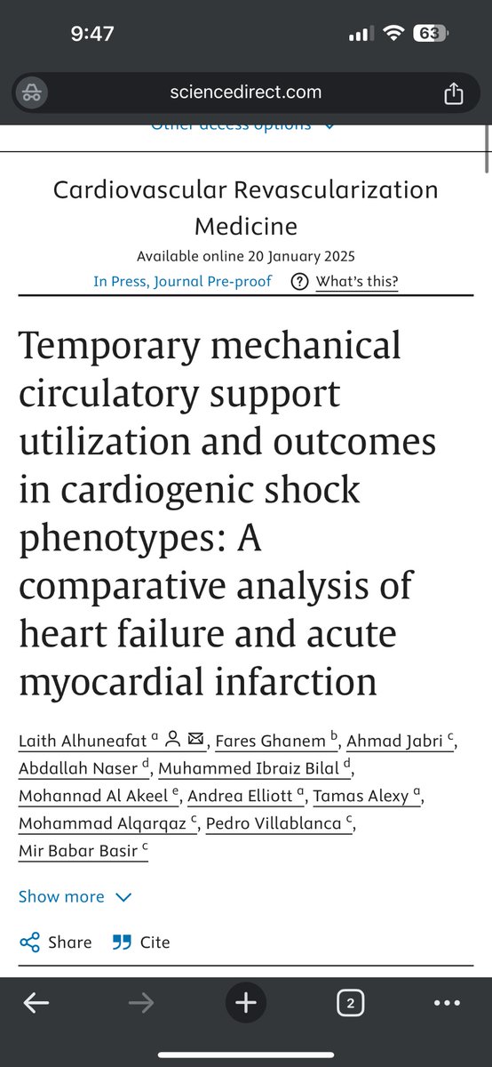 Ibraiz Bilal (@bilalibraiz) on Twitter photo Thrilled to announce that our study on temporary Mechanical Circulatory Support (MCS) in AMI vs. HF cardiogenic shock has been published in Cardiovascular Revascularization Medicine. Grateful to the team for their hard work and collaboration!
<a href="/LAlhuneafat/">Laith Alhuneafat</a> <a href="/abnaser96/">Abdallah Naser, MD</a> <a href="/ACCinTouch/">American College of Cardiology</a> Thrilled to announce that our study on temporary Mechanical Circulatory Support (MCS) in AMI vs. HF cardiogenic shock has been published in Cardiovascular Revascularization Medicine. Grateful to the team for their hard work and collaboration!
<a href="/LAlhuneafat/">Laith Alhuneafat</a> <a href="/abnaser96/">Abdallah Naser, MD</a> <a href="/ACCinTouch/">American College of Cardiology</a>