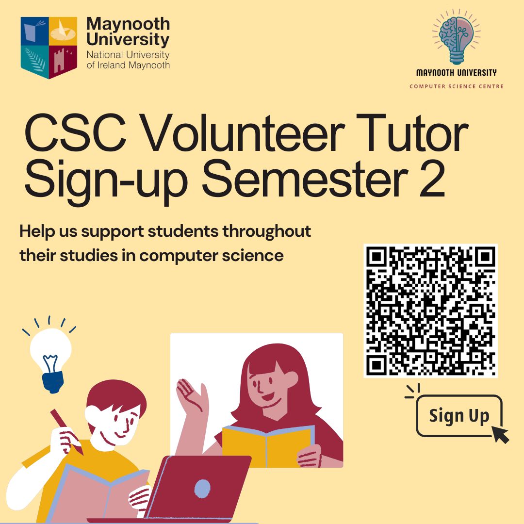 Applications are now open to become a volunteer tutor in the CSC. If you are interested, please sign-up via the QR code or by the link in our bio. Thank you!
