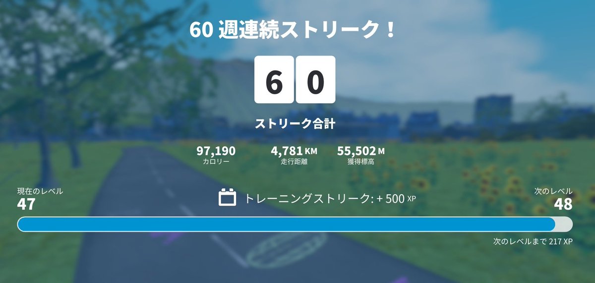 CyclelordChrom's tweet image. Zwift60週連続達成☺
1年以上毎週Zwift🚴‍♂️
昨日の記録も一緒に載せますがヒルクライム途中で諦めてます…
1hは乗るようにしてますが2日乗らないとやる気もリセットされてしまう。
頑張らねば！

#富士ヒル
#ZWIFT
#Wahoo