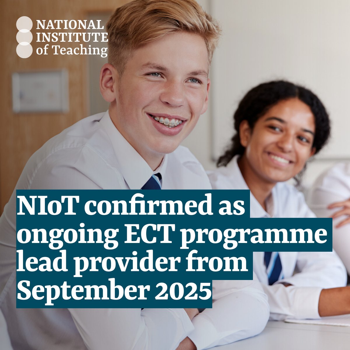 📢ICYMI: We're delighted to be confirmed as a lead provider for the ECT programme from Sept 2025🎉

Supporting 8,000+ ECTs and mentors with flexible, subject-specific support.

Find out more 👉 buff.ly/4jjMunH
#ECT #earlycareer #NIoT