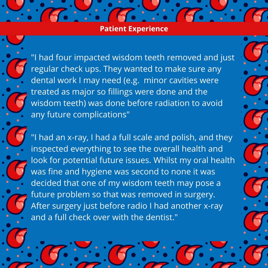As this week is all about #teeth we've been discussion #dentalcare before and during #radiotherapy - we also asked our community about the dental products they use. What was your experience?

#tonguecancer #oralcancer #oralcancerawareness #cancer #dental