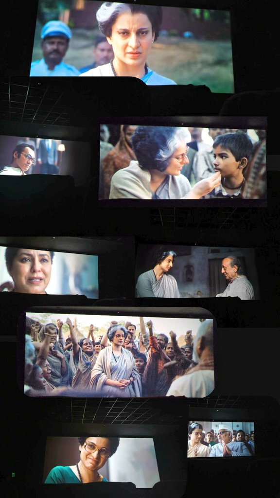Aksh_Bharat's tweet image. Watched our Queen .@KanganaTeam
👑 on Big screen yesterday. Nobody could portray #IndiraGandhi better than you. 
@TheVishakNair as Sanjay Gandhi blew my mind 💣.
@AnupamPKher ji As JP  &amp;amp; 
@mahimachaudhrym in the last scene as Pupul Jaikar 😭 .
@ManikarnikaFP

#Emergency #Topnotch