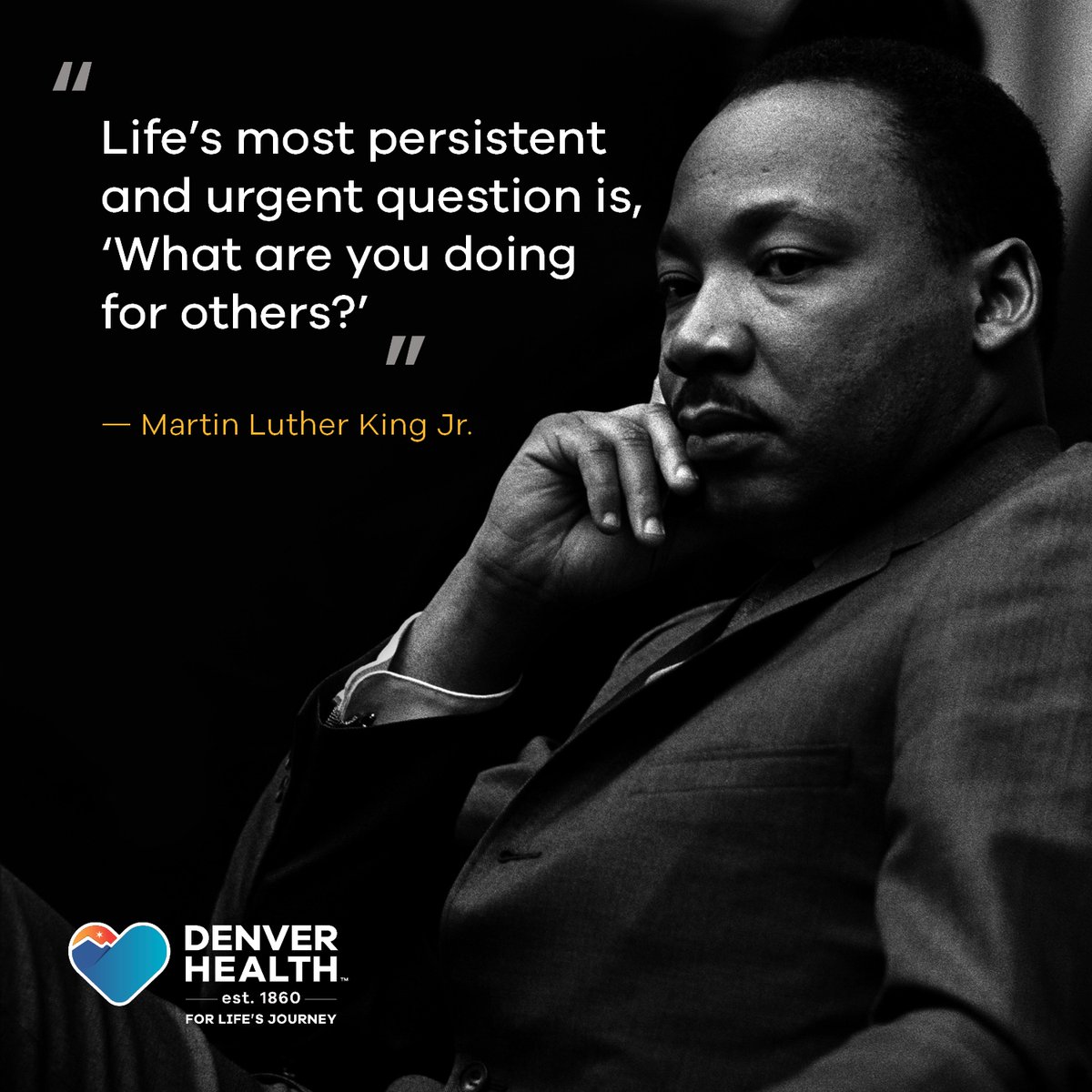 Paying tribute to Dr. Martin Luther King Jr., we are reminded of his commitment to equality. His enduring message of inclusivity continues to light the way for us at Denver Health. Today, we honor his legacy and strive to embody his principles in our service to the community.