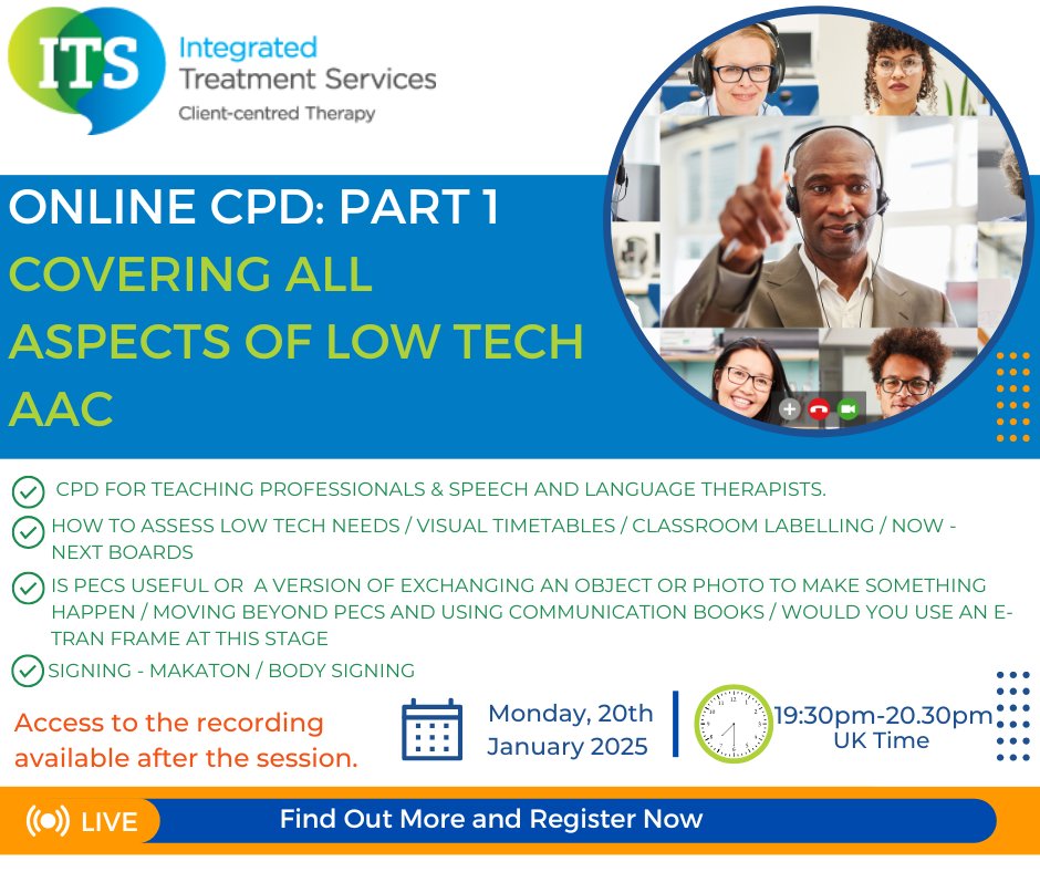 AAC Low Tech/ paper-based communication/signing CPD Session for Teaching professionals and speech and language therapists. 
Register:
eventbrite.co.uk/e/aac-low-tech…
<a href="/senco/">SENCO</a> <a href="/WeAreTeachers/">We Are Teachers</a> #speechandlanguage #teacher #primaryschool #secondaryschool #specialneeds