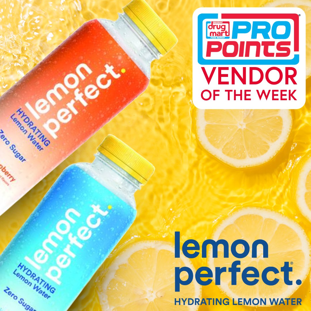 Drug_Mart's tweet photo. This week's Pro Point Vendor of the week is Lemon Perfect water! When you buy Lemon Perfect water, you will earn 1 Pro Point for every dollar spent.
Get yours today: https://t.co/X6w9TGhIJF
#ProPoints #LemonPerfect https://t.co/0XwDSLWsl0