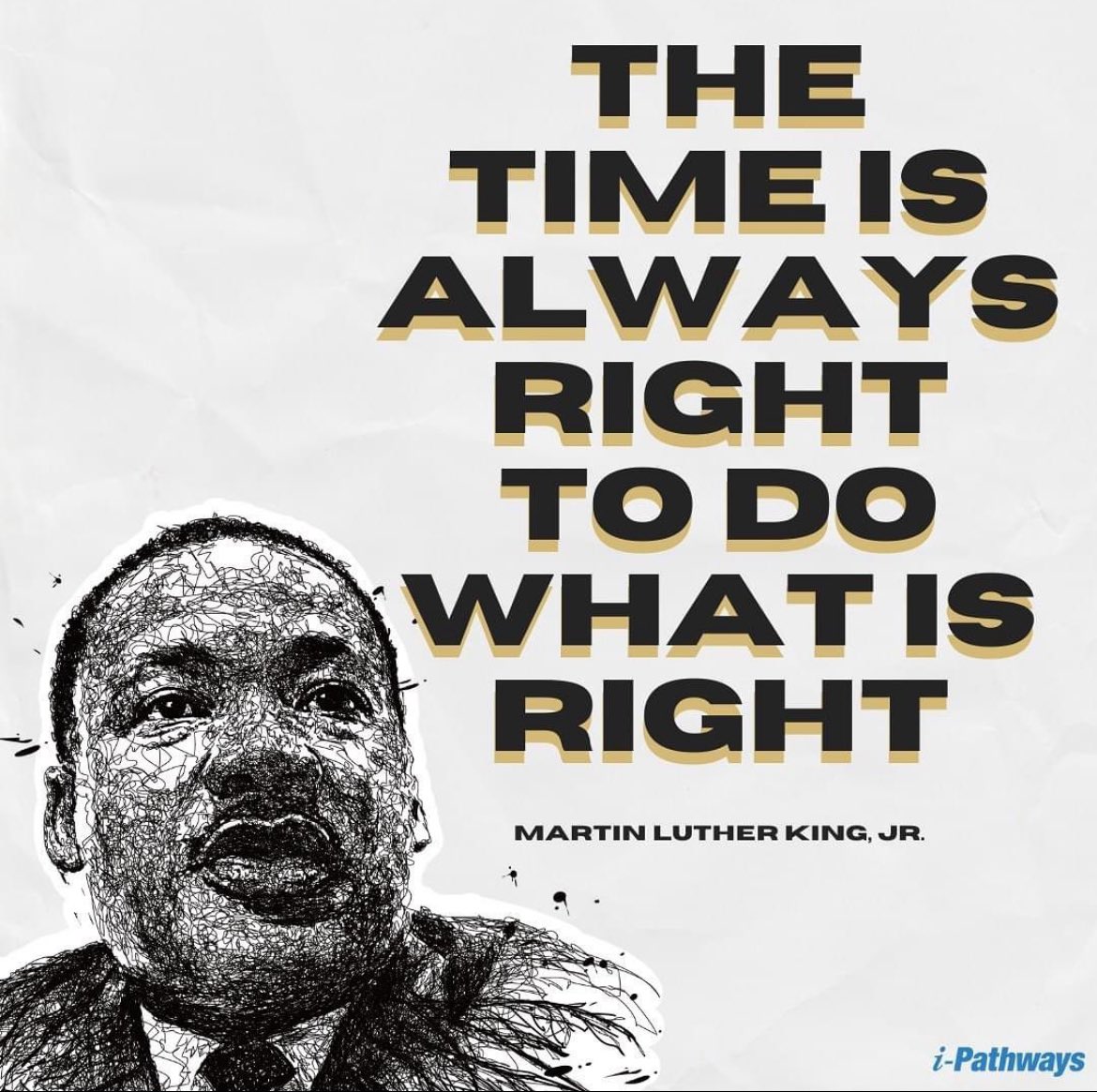“The time is always right to do what is right.” Today we honor the legacy and memory of Dr. Martin Luther King, Jr. and his influential achievements and work toward equality. #MLK #MLKDay #MartinLutherKingJr #MartinLutherKingJrDay