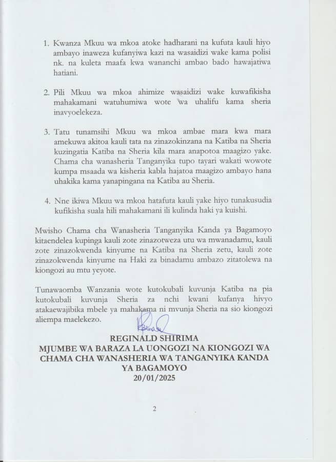 TanganyikaLaw's tweet photo. Kauli ya Mkuu wa Mkoa wa Dar es Salaam yawaibua TLS Kanda ya Bagamoyo.
#TLSSection4
https://t.co/m1p47MSsTg https://t.co/WPlM4HsUMb
