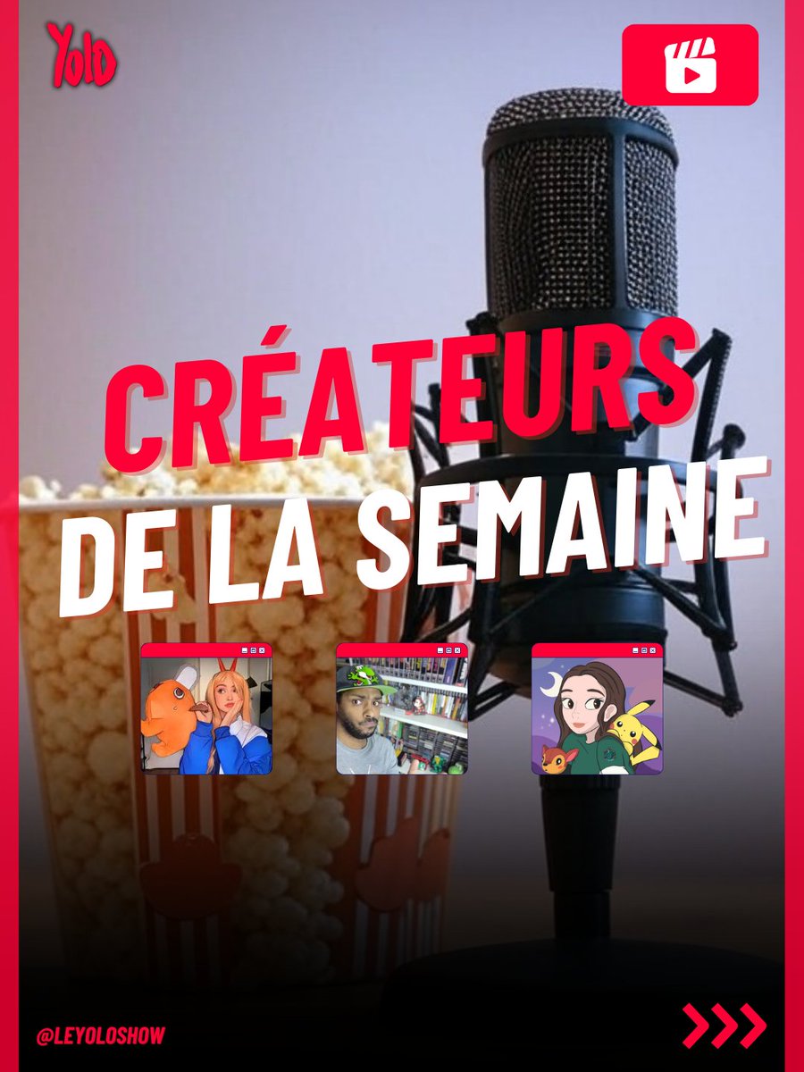🍿 Créateurs de la semaine 🎙️

🔸Instagram : instagram.com/p/DFC1wXaMOpP/…

🔸TikTok : tiktok.com/@leyoloshow/ph…

@annelyse_desanto | <a href="/keydeegamerboy/">Keydee</a> | @mathymoon_

#createur #influenceur