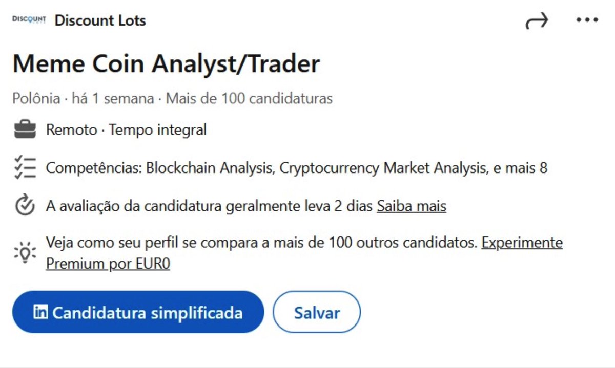 lynk0x's tweet photo. Companies are now hiring Memecoin Traders.

What’s going on? https://t.co/N2roHxCHGr