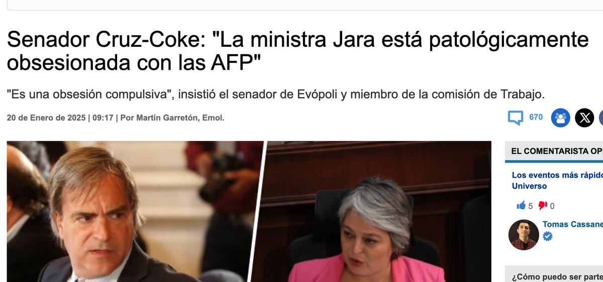 yasnalewin's tweet photo. Senador Cruz-Coke @cruzcoke ¿Por que le molesta tanto que la ministra se exprese contra las AFP? ¿No cree que se pueden defender solas? https://t.co/v5QYQ2aSln