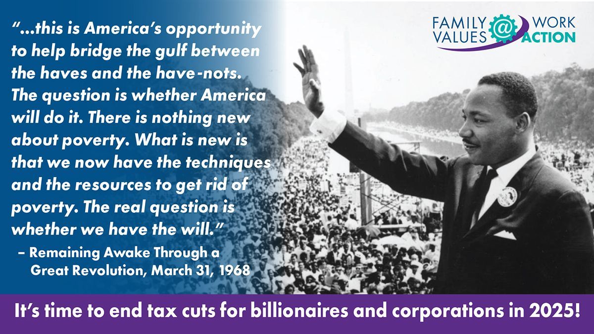 As the GOP sets about dismantling our social safety net to give deeper tax cuts to the wealthy, the memory of MLK Jr. is more important than ever. He championed workers' dignity and economic justice. We honor him by organizing and marching forward in solidarity. ✊🏽