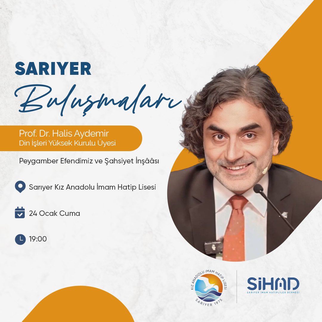 #SarıyerBuluşmaları Ocak ayı programımızı Prof. Dr. #HalisAydemir ‘in katılımıyla gerçekleştireceğiz.. 

Davetlisiniz..