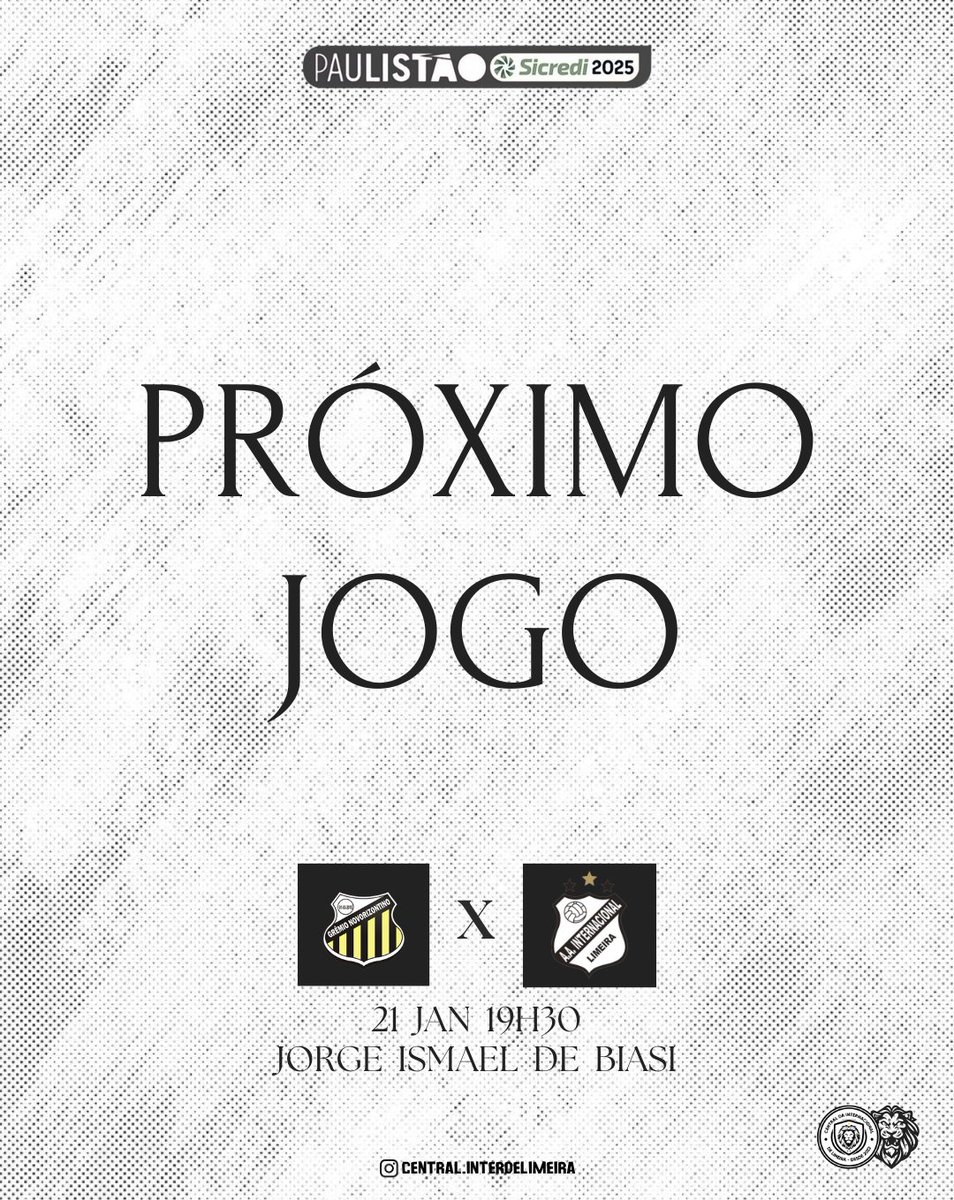 central_ITL's tweet photo. A Inter retorna a campo nesta terça-feira (21), diante do Novorizontino no estádio Doutor Jorge Ismael de Biasi, às 19h30.

O duelo será transmitido pelo Nosso Futebol, Uol Play e Zapping TV.

#InterDeLimeira #Novorizontino 
#Paulistão2025 https://t.co/iShOsx6maw