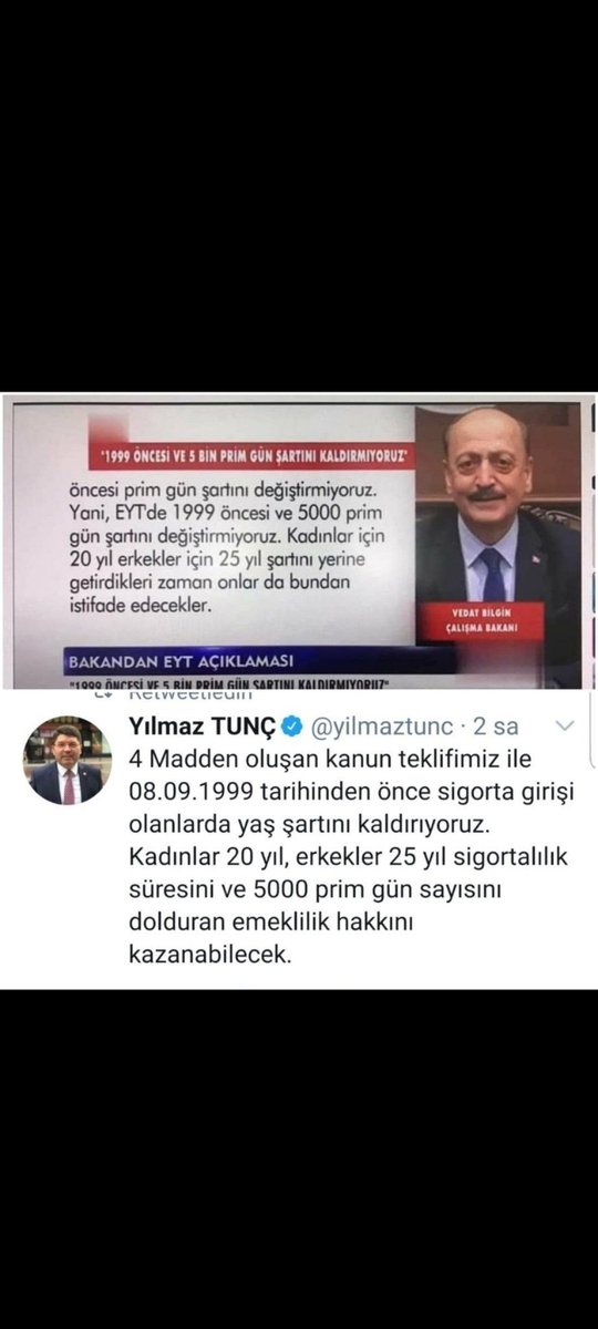 EYT BİT ME Dİ❗️
<a href="/eceuner12/">Ece Üner</a> 
#adımadım Adalet Peşindeyiz

Yasanın 8.9.99’ Öncesi Anayasal Haklar 5000 Prim ve Kısmi Emeklilik ile çıkacağı açıklandı
Milyonlarca insan borçlanarak eksik primlerini tamamladı
Yasa eksik Bizler yarı yolda bırakıldık
<a href="/halktvcomtr/">Halk TV</a>
#5BinVeKısmiyeAdalet