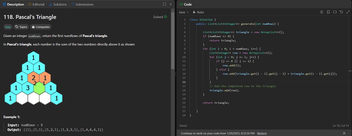 DryIndex's tweet image. #Day9 Data Structure
Topic: 2D Array 
1⃣Pascal's Triangle {{LC, 118, 119}, {GFG}}
2⃣ Find a specific pair in Matrix { GFG }
Note: I used @ChatGPTapp 🙂
 geeksforgeeks.org/find-a-specifi…
#DataStructure #DataStructureX #DSA