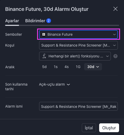 MrRakun35's tweet photo. İzleme Listeniz için Destek Direnç Taraması ve Alarm kurmak artık çok kolay

https://t.co/AUWJLdgULM
daha önceden yayınladığım bu aracı destek direnç kırılımlarına alarm kurmak için güncelledim.

Nasıl kullanılır ?
Göstergenin isim satırının sonundaki 3 noktaya tıkla
Alarm ikonuna tıkla
Açılan sayfadan Semboller kısmından izleme listeni seç
Hepsi bu kadar

Göstergenin kodları açık hem Pine Screener için hemde İzleme listesi alarm kurulumu için yapılandırmaya bakabilir, kendiniz için kişiselleştirebilirsiniz.

⭐️ Paylaşmayı Unutmayın