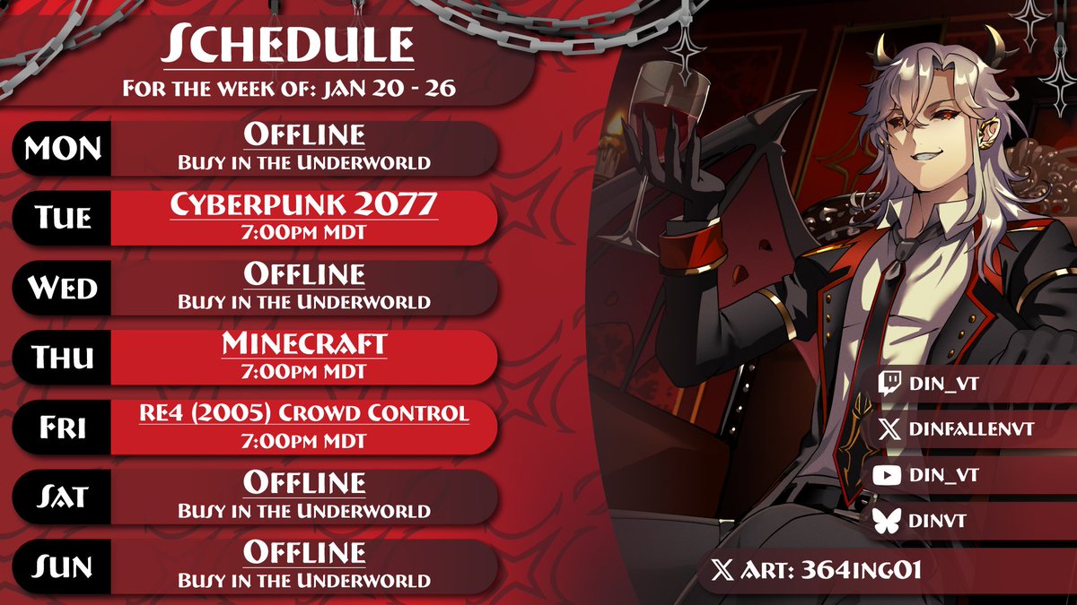 Schedule for the week is out!