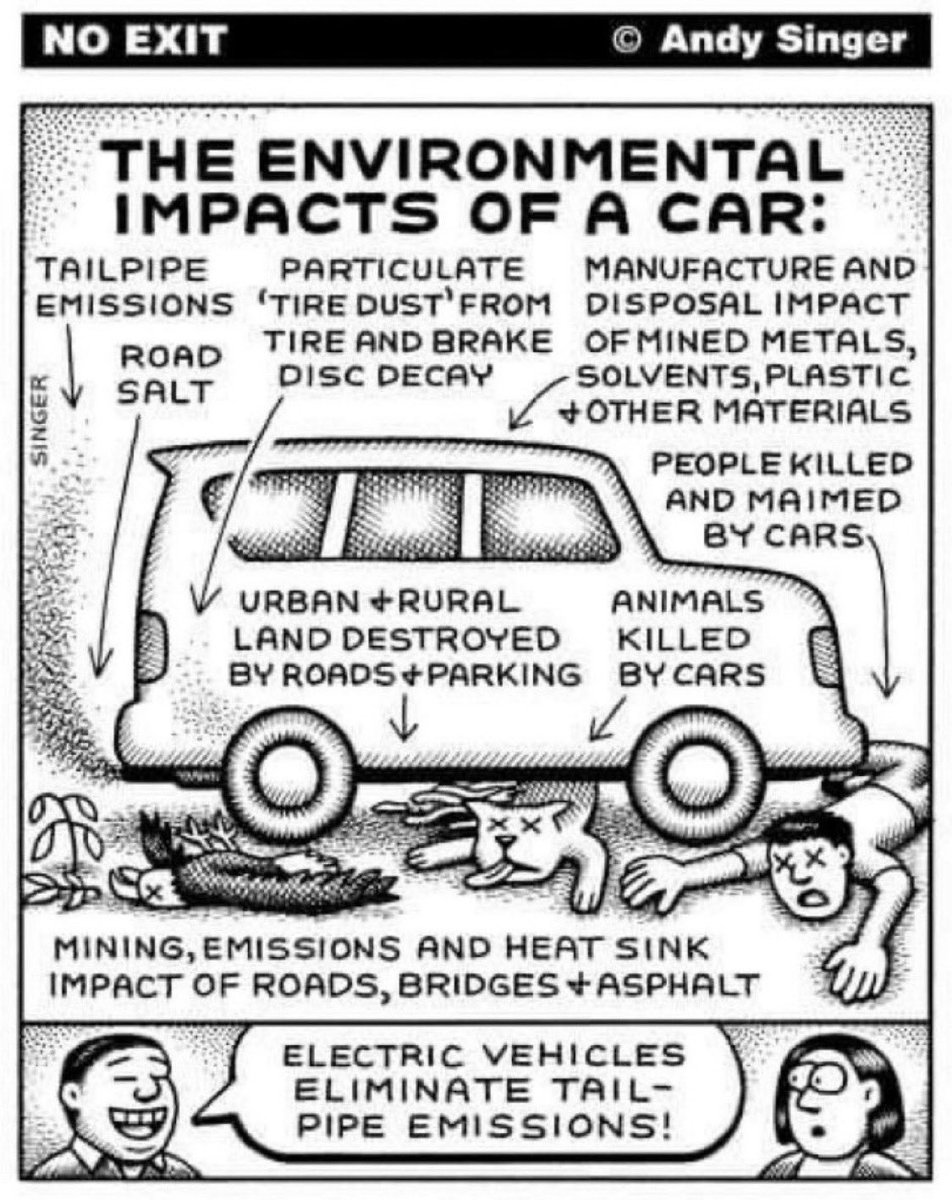 Instead of convincing people to buy 𝐧𝐞𝐰𝐞𝐫 𝐜𝐚𝐫𝐬, we should urgently focus on having 𝐟𝐞𝐰𝐞𝐫 𝐜𝐚𝐫𝐬.

(Andy Singer nails it)