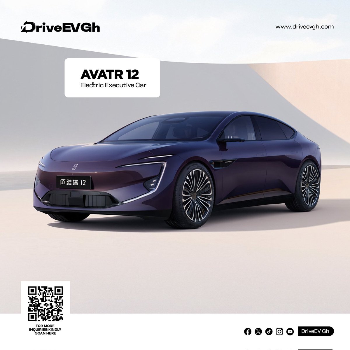 driveev_gh's tweet photo. Discover the Avatr 12 - where cutting edge design meets exceptional performance. With its aerodynamic silhouette, state of the art technology, and zero-emission powertrain, the Avatr 12 is perfect for the modern driver. Visit https://t.co/FEqelWCSj6 
#Avatr12 #ElectricVehicles https://t.co/8zX4k3pRyg