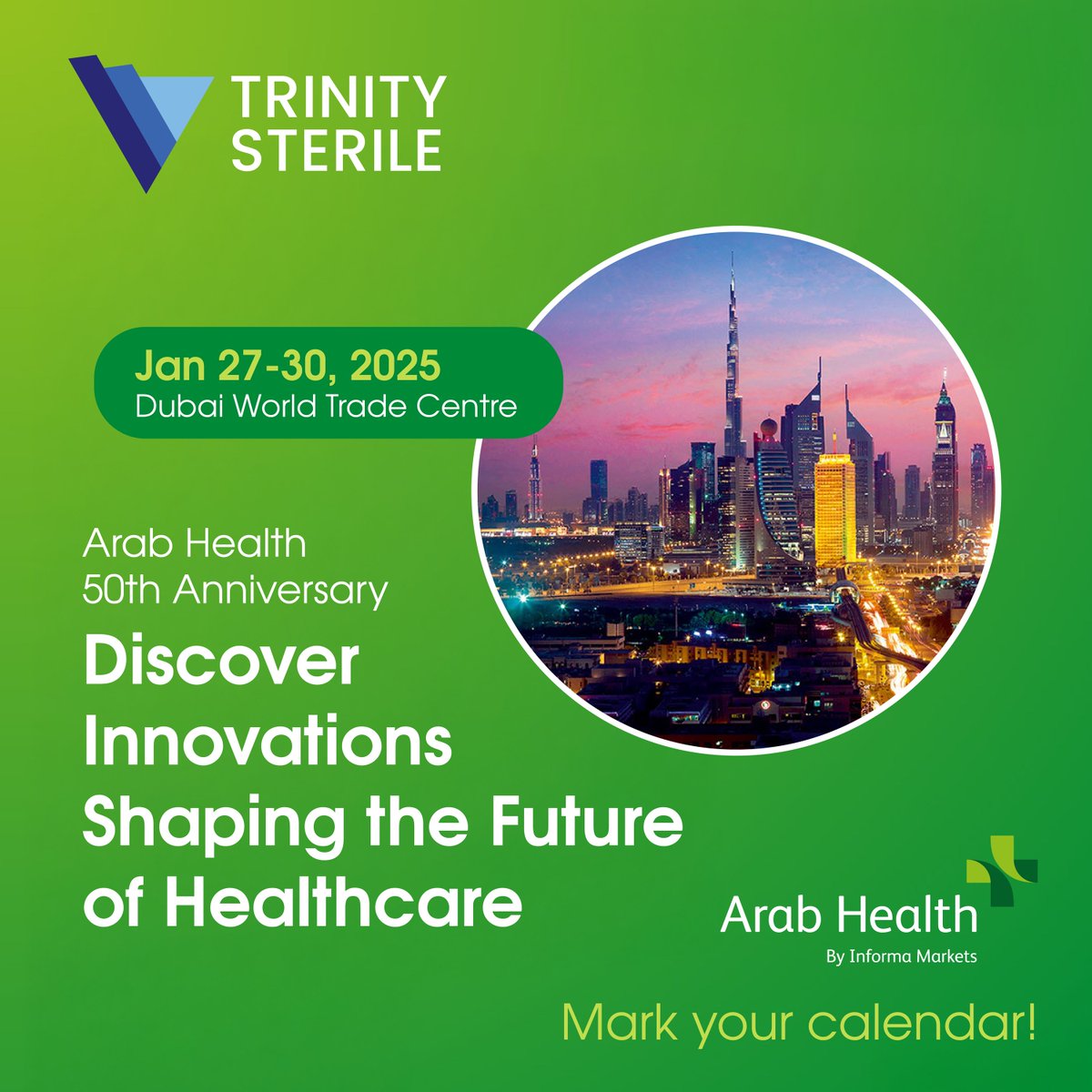 TrinitySterile's tweet photo. #TrinitySterile is excited to attend the #ArabHealth2025, where our CEO will be onsite to chat about how our products can enhance your facility’s efficiency and #PatientCare in 2025.

Learn more: https://t.co/B7vekEkIyB

#HealthcareSolutions #Healthcare https://t.co/9G7MjUvCQQ