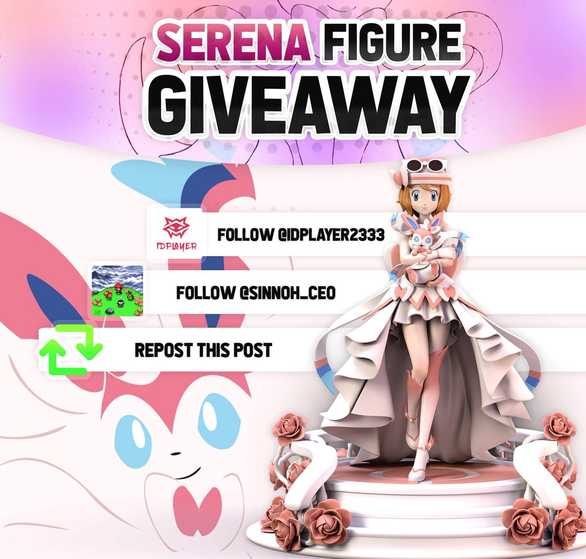 sinnoh_CEO's tweet image. 🎀𝐒𝐄𝐑𝐄𝐍𝐀 𝐅𝐈𝐆𝐔𝐑𝐄 𝐆𝐈𝐕𝐄𝐀𝐖𝐀𝐘🎀

For a chance to win:

📷Follow @Idplayer2333 
📷Follow @sinnoh_CEO 
📷Repost this! 

⚡️extra entry: tag some friends⬇️

🏆Winner will be drawn 01/26 good luck! ✅