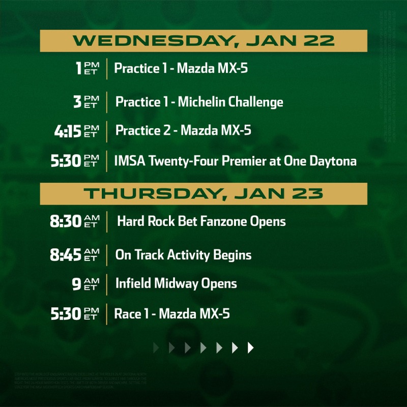 Rolex24Hours's tweet photo. Heading to the track for the #Rolex24? Here’s some things you need to know to make the most out of your race day!

For more information and to view the weekend schedule ⬇️