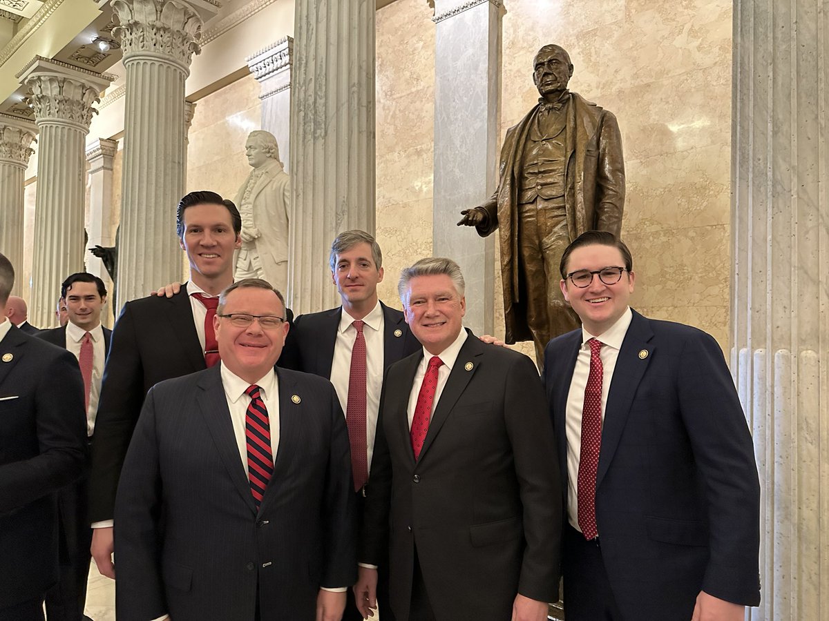 About to walk into the rotunda with the other new guys from North Carolina. Great day for America. #ncpol <a href="/MarkHarrisNC8/">Mark Harris</a> <a href="/PatHarriganNC/">Pat Harrigan</a> <a href="/bradknottfornc/">Brad Knott</a> @repmcdowell. #congress #ncgop