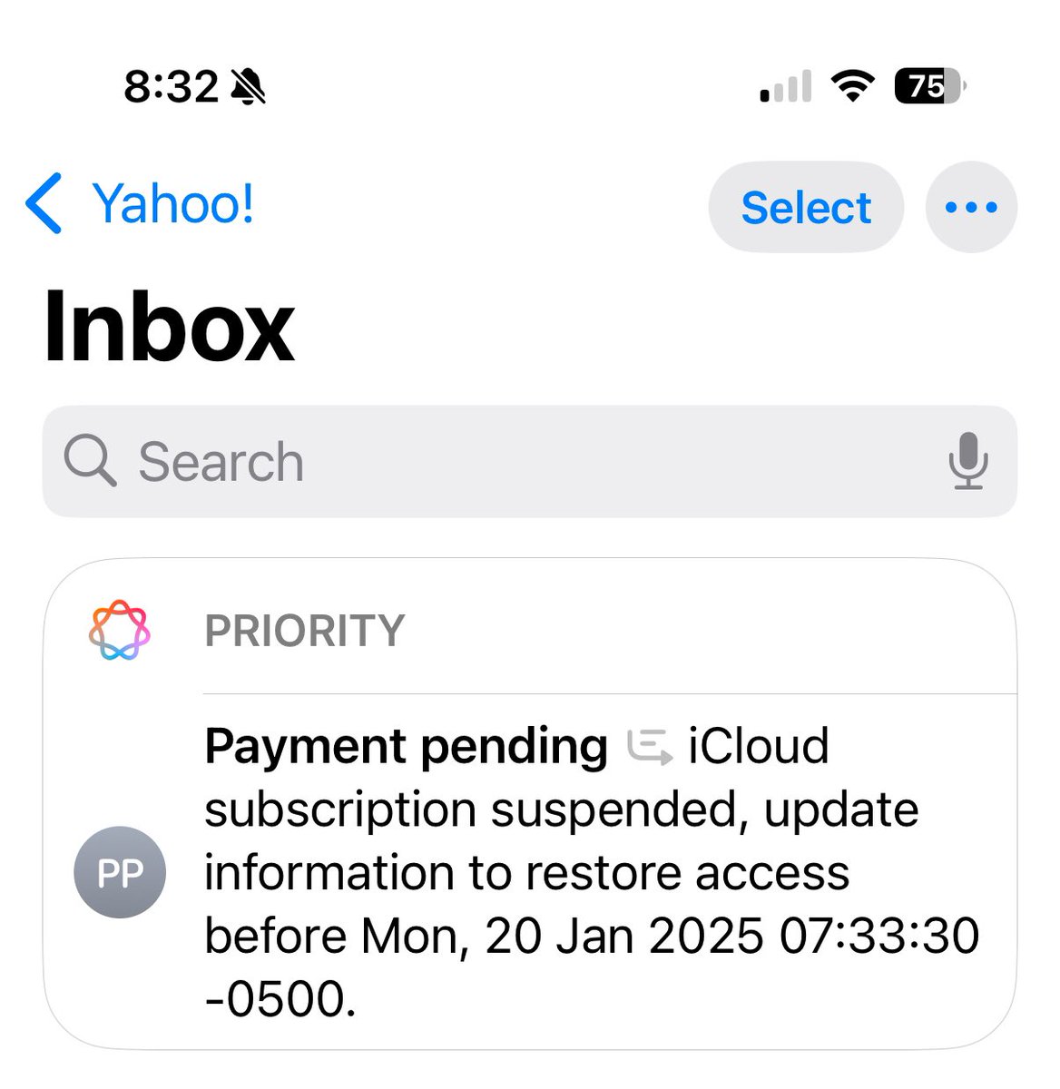 Not sure <a href="/Apple/">Apple</a> Intelligence is all that smart. This scam was highlighted as “Priority” in my Inbox.  This isn’t even the email I use for Apple. 😳💁‍♀️🤦‍♀️