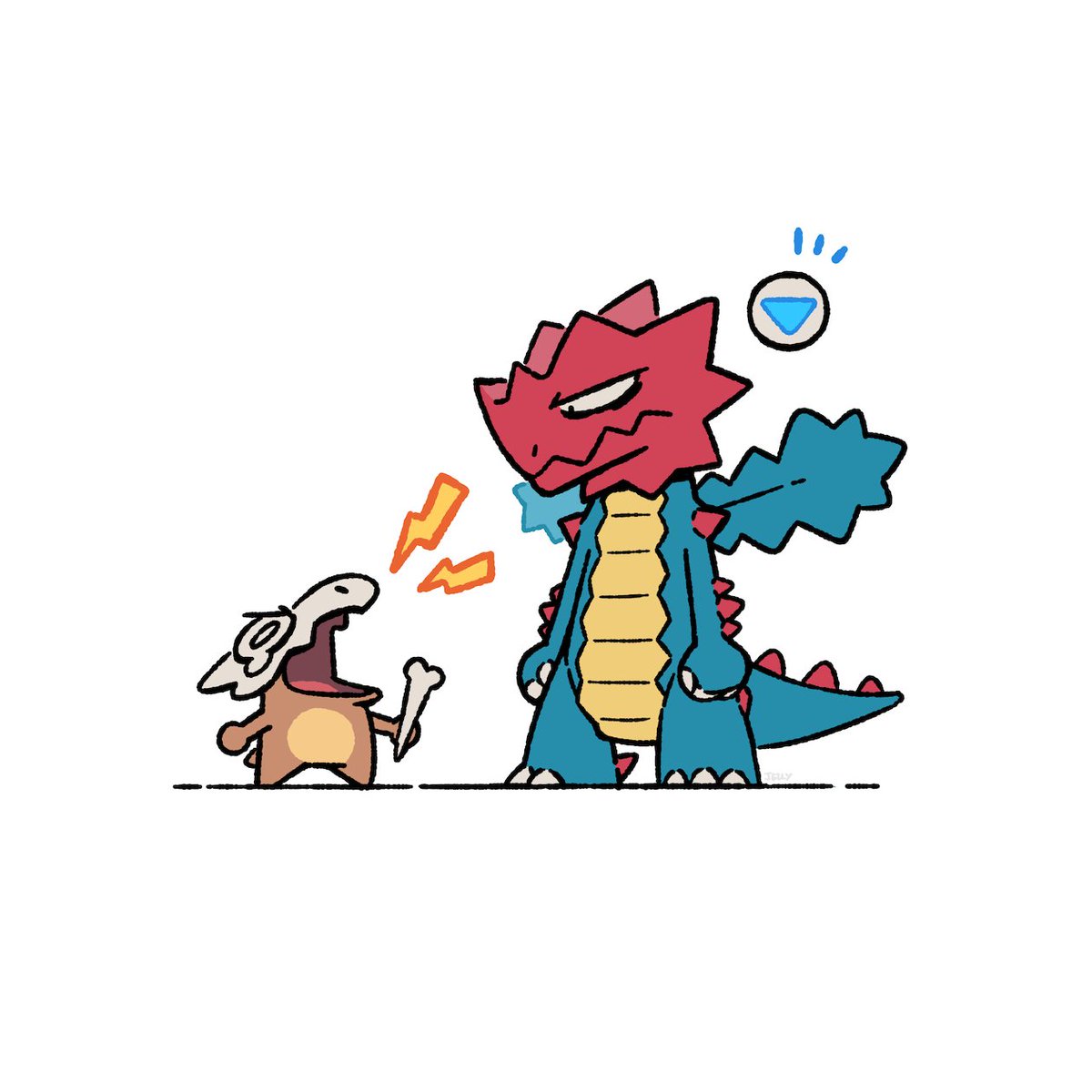 Pokemon doodle commission.
Cubone using growl on Druddigon (TCGP)