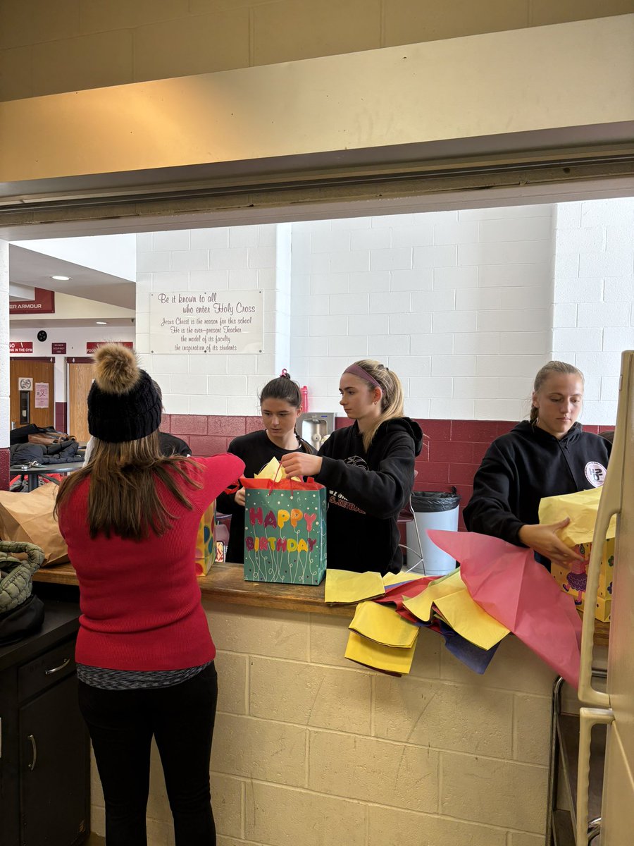 Crossgirlsbball's tweet photo. After our win this morning against Kings Christian, the girls participated in our annual MLK day service project. This year we created “birthdays-in-a-bag” which were donated to St. Vincent DePaul to help families in need. 🩷 love this group! https://t.co/gKYYnPy79A