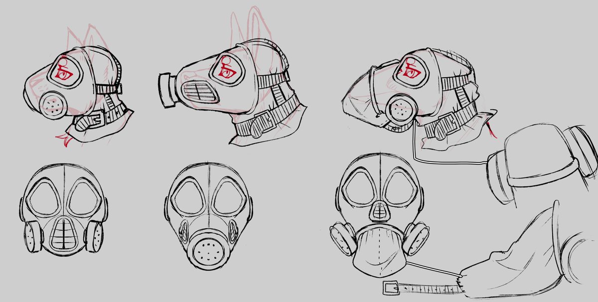 CaptiveCoyote's tweet image. anthro gas mask designs by me! filters are a tad small but I am happy with these concepts