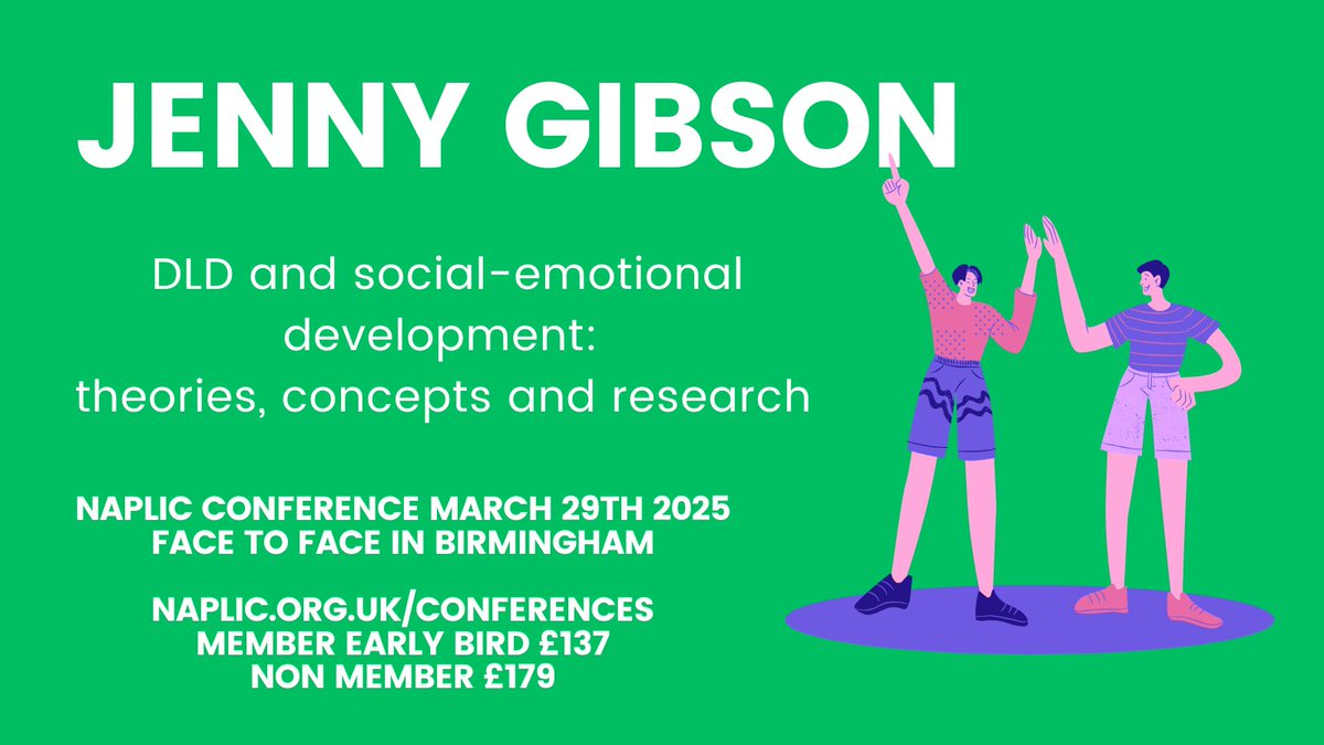 Professor Jenny Gibson from University of Cambridge.
‘DLD and social, emotional development through theories, concepts, and research.’
In Birmingham, March 29th.
Full details: naplic.org.uk/conferences
Speaker bio: educ.cam.ac.uk/people/staff/g…