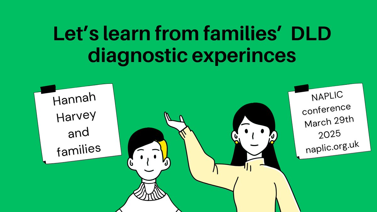 Dr Hannah Harvey from Birmingham City University. With families of children with DLD.
‘Exploring diagnostic procedures in the UK, including enabling and obstructive factors.’
Birmingham, March 29th
Details: naplic.org.uk/conferences
Speaker bio: bcu.ac.uk/research/our-p… #DevLangDis