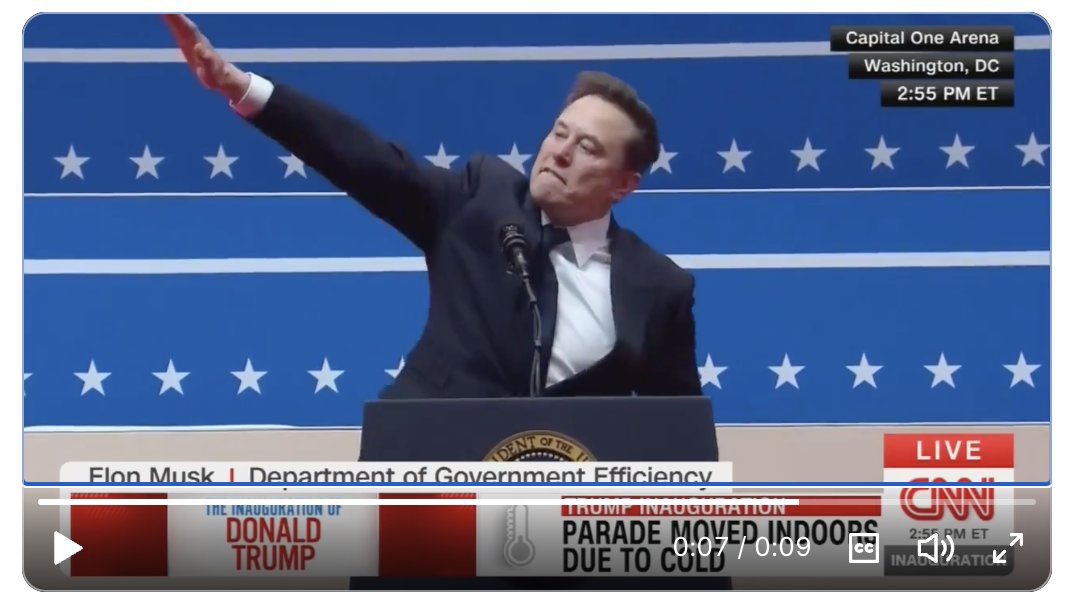As a German, let me tell you how to distinguish a Nazi salute from a friendly wave:
- Look serious
- Arm straight, not the slightest bit bent
- Hand &amp; arm form a single line
- 4 fingers together tightly
- Angle such that the hand is slightly higher than head
#TrumpInauguration