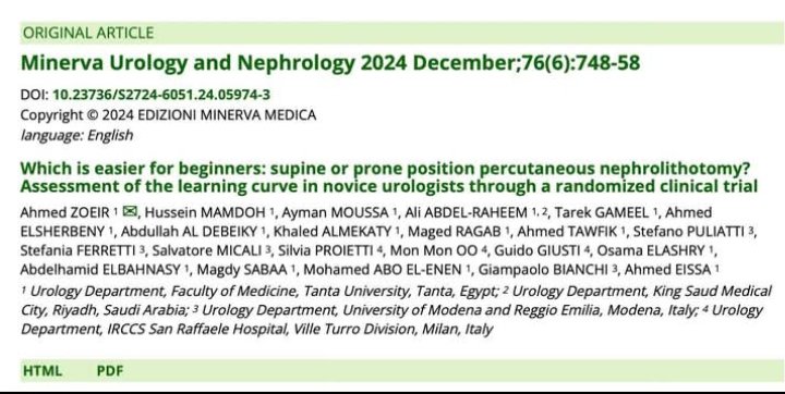 AHMED ZOEIR (@zoeirahmed) on Twitter photo Our recently published article about the learning curve of PCNL in novice urologists in Minerva urology and nephrology Q1 WOS journal. Thanks to all my colleagues and Friends in Egypt and Italy for your contribution
<a href="/GuidoGiusti/">Guido Giusti</a> <a href="/sproietti81/">Silvia Proietti</a> <a href="/StefaniaFerret/">Stefania Ferretti</a> Our recently published article about the learning curve of PCNL in novice urologists in Minerva urology and nephrology Q1 WOS journal. Thanks to all my colleagues and Friends in Egypt and Italy for your contribution
<a href="/GuidoGiusti/">Guido Giusti</a> <a href="/sproietti81/">Silvia Proietti</a> <a href="/StefaniaFerret/">Stefania Ferretti</a>