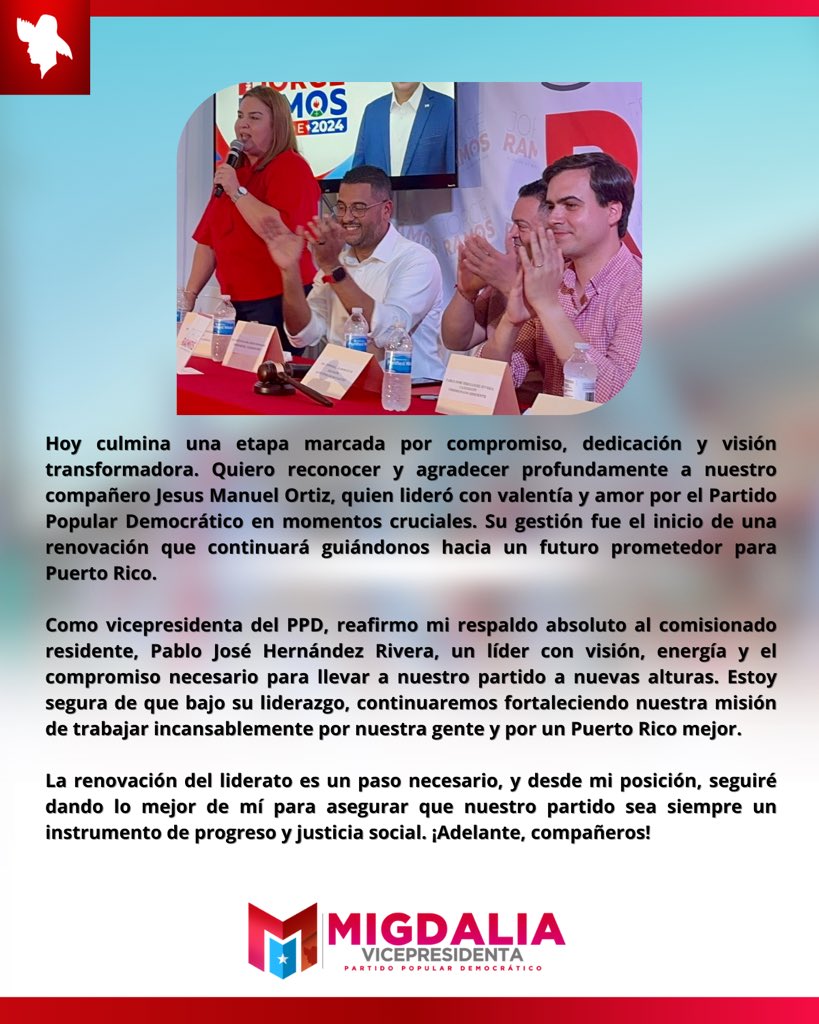 Expresiones de la Vicepresidenta del <a href="/ppdpr/">Partido Popular Democrático</a>