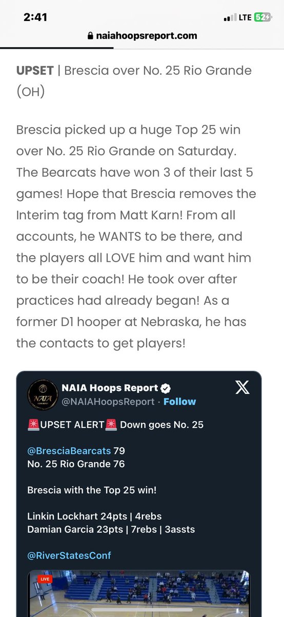 Greg Keown (@gregkeown23) on Twitter photo Great write up from <a href="/NAIAHoopsReport/">NAIA Hoops Report</a> !!
Check out this write up on this team and the job Coach Karn is doing!! <a href="/BresciaMBB/">Brescia Men’s Basketball</a> <a href="/BresciaBearcats/">Brescia University Athletics</a> <a href="/BresciaPR/">Brescia University</a>
<a href="/TraceYoung1/">Trace Young</a> <a href="/StephenATurner/">Stephen A Turner</a> <a href="/1027TheGame/">102.7 The Game ESPN Owensboro</a> <a href="/markmathisMI/">Mark Mathis</a> <a href="/SportsConnectKY/">Sports Connect Media</a> <a href="/linkinlockhart/">Linkin Lockhart</a> <a href="/johngotsauce/">John Saenz</a> <a href="/damian9754/">damian</a> Great write up from <a href="/NAIAHoopsReport/">NAIA Hoops Report</a> !!
Check out this write up on this team and the job Coach Karn is doing!! <a href="/BresciaMBB/">Brescia Men’s Basketball</a> <a href="/BresciaBearcats/">Brescia University Athletics</a> <a href="/BresciaPR/">Brescia University</a>
<a href="/TraceYoung1/">Trace Young</a> <a href="/StephenATurner/">Stephen A Turner</a> <a href="/1027TheGame/">102.7 The Game ESPN Owensboro</a> <a href="/markmathisMI/">Mark Mathis</a> <a href="/SportsConnectKY/">Sports Connect Media</a> <a href="/linkinlockhart/">Linkin Lockhart</a> <a href="/johngotsauce/">John Saenz</a> <a href="/damian9754/">damian</a>