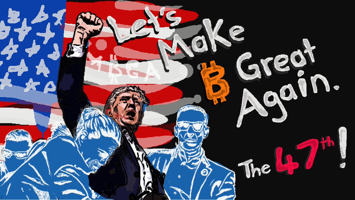 MINT UPDATES: 
GTD > 1PM EST TO 10PM EST 
FCFS > 10PM EST TO 1AM EST 

WE ARE NOT GOING DOWN WITHOUT A FIGHT, BITCOIN BLOCKS ARE SLOW TODAY BUT THE MINTS KEEP COMING 🫵🔥

LETS MAKE BITCOIN GREAT AGAIN 🇺🇸