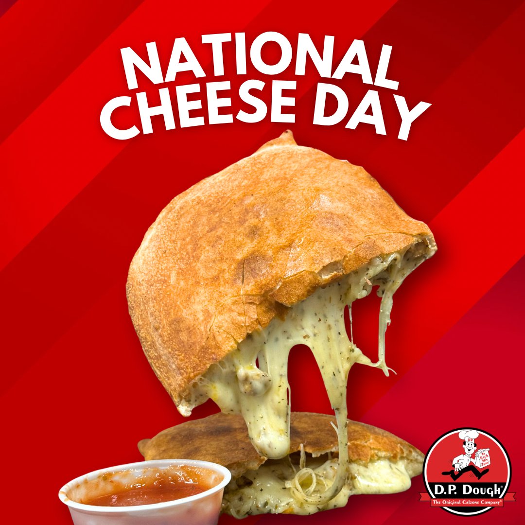 Celebrate National Cheese Day with D.P. Dough! 🧀 Indulge in the ultimate cheesy delight—our calzones, packed with gooey, melty perfection!

Order on our app📱 or online at dpdough.com