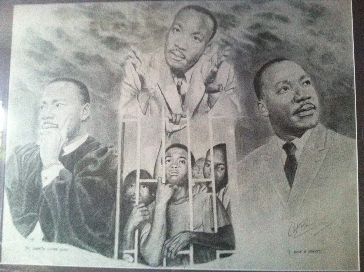 reedsa's tweet photo. Celebrating  #MartinLutherKingJrDay , this charcoal painting  in my home, reminds me of what he accomplished,.
Also, his message on #love , I try to emulate.

“I have decided to stick with love. Hate is too great a burden to bear._ #MLKDay https://t.co/GvPpJ3VFKN