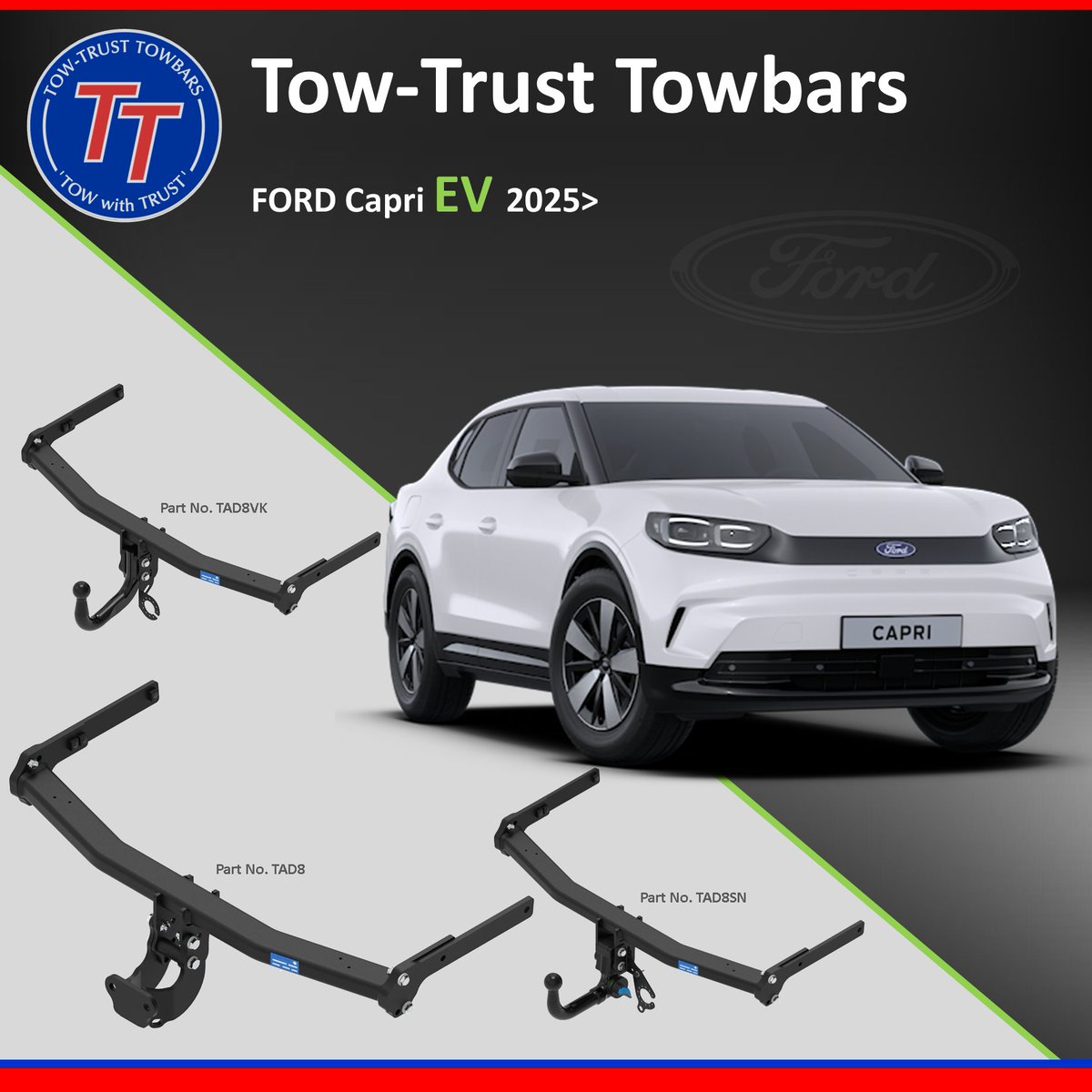🚨 New Product Launch 🚨 
  
We Are Excited To Announce We Have Products In Stock For The All New FORD Capri EV 2025>

#TTT #TowTrust #TowingTheNation #TowWithTrust #Camping #Touring #Holiday2024 #Vanlife #Holiday #Towbar #NewRelease #FORD