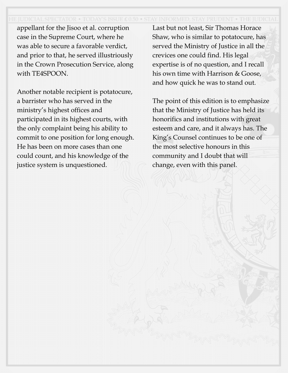 HONOURS! HONOURS! HONOURS! COMMOTION WITH KING'S COUNSEL RECEPIENTS?

Viscount Castlereagh, your humble Judicial Spectator.