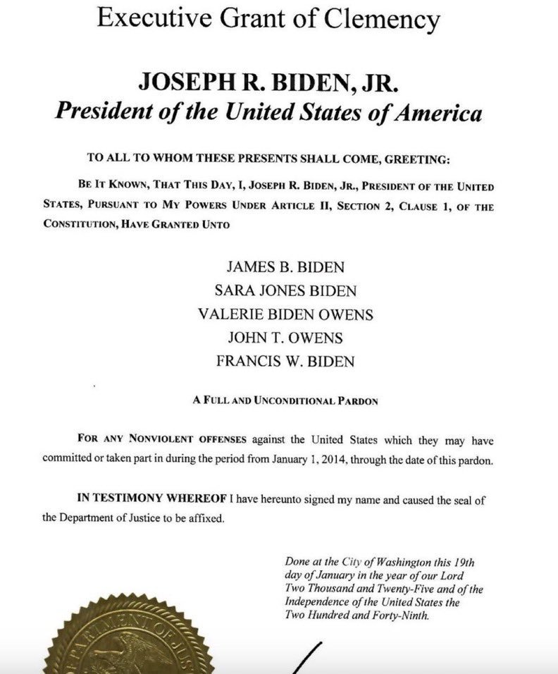 Biden has pardoned his family.
