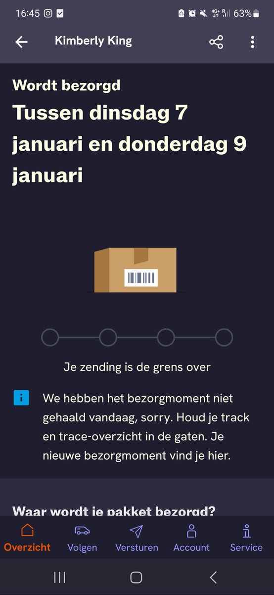 Hi <a href="/PostNL/">PostNL</a> 

Op 30 december heb ik een pakket naar Canada gestuurd
Het zou 7-8 januari geleverd worden maar niks.
Kan gebeuren maar er is nog steeds niks gebeurd geen update niks.
Ik zou graag willen weten waar het pakket nu is (: