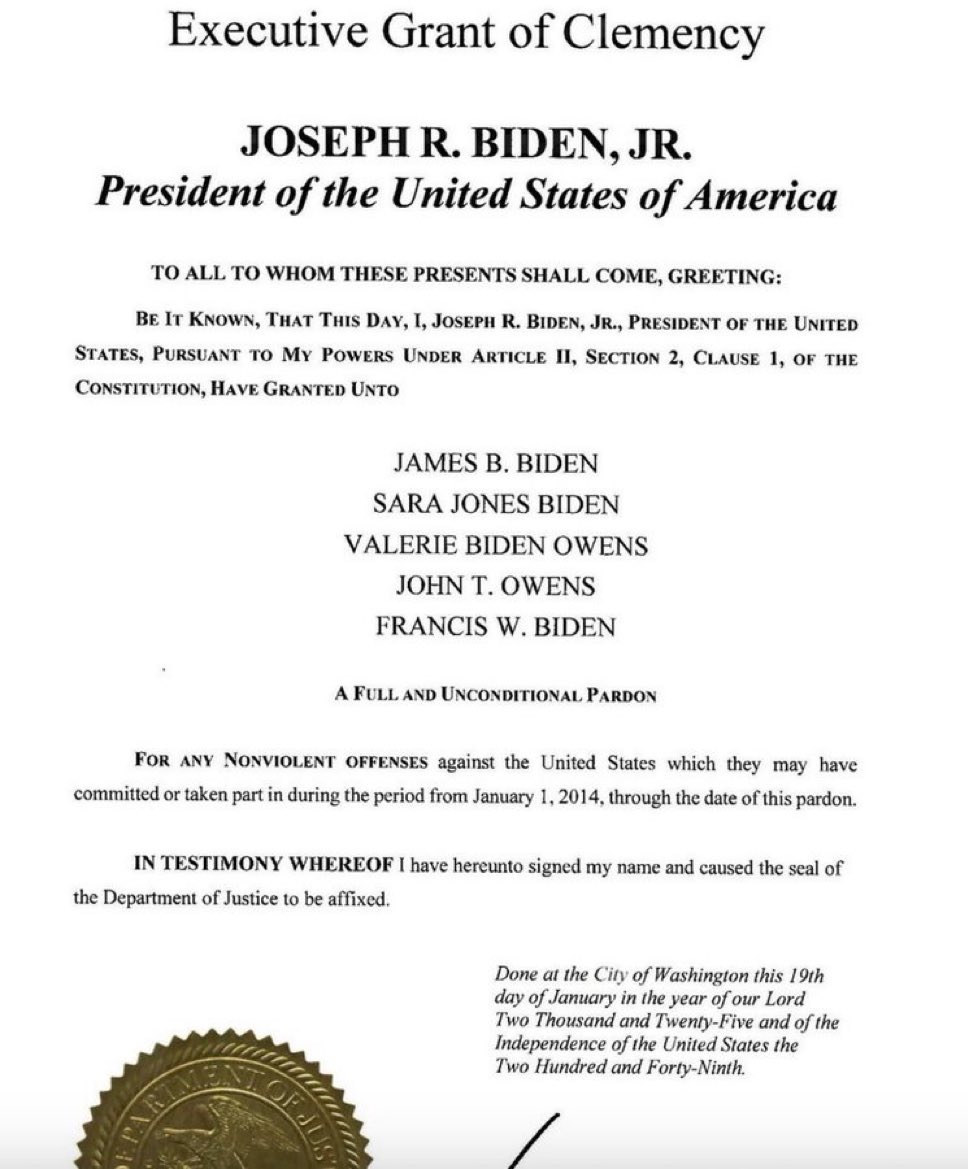 MarinaMedvin's tweet photo. lol what is Biden pardoning his family for?! https://t.co/wCcRFERgqb