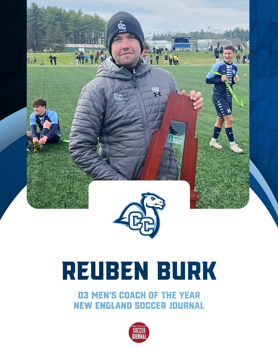 Congratulations to men's soccer's head coach Rebuen Burk on being named New England Soccer Journal's Division III Men's Coach of the Year!