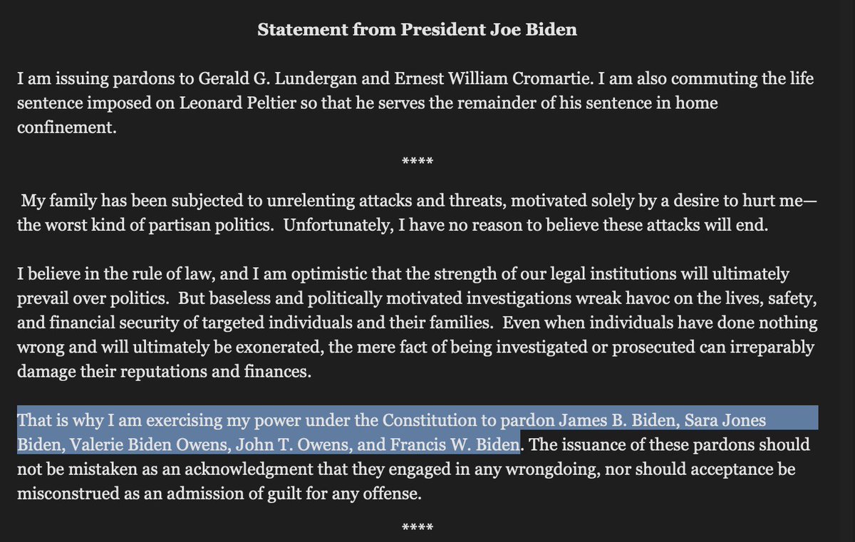 BreitbartNews's tweet photo. With mere minutes left in his presidency, Joe Biden pardons his family members

For nearly a decade, @peterschweizer has detailed corruption and influence peddling by the Bidens

It's now up to local authorities to hold them accountable https://t.co/4wHMm4NylA