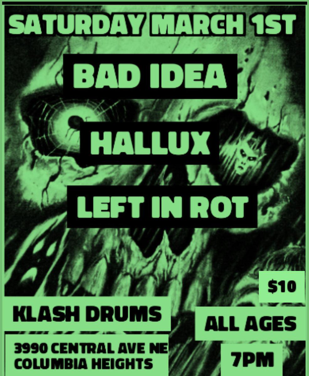 Q: Tim, does Bad Idea have any shows coming up?
A: a few.
This Friday at Zahora Darling. 7 PM 21+
Friday February 28th at Uptown VFW. 8 PM 21+
Saturday March 1st at Klash Coffee and Drums 6.30 doors 7.00 show. $10. All ages.

March 21st, keep it open.