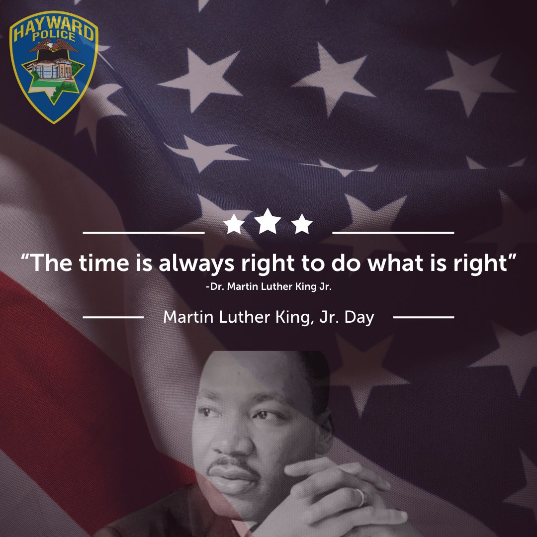 HaywardPD's tweet photo. Honoring Dr. King’s powerful message of hope, equality, and love. May his dream inspire us to make a difference today and every day.

#MLKDay #HelloHayward #HaywardPD https://t.co/4vw7XaSsUi